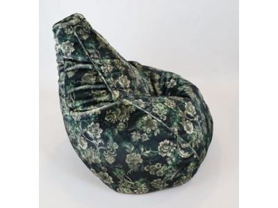 ПУФ Барбарон XL голяма круша Royal Deluxe (Green Flowers/пухен)